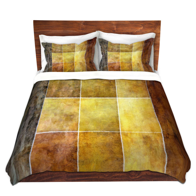 Duvet Cover, 1 King Duvet Cover + 2 King Shams, Gray/Yellow/Brown