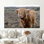 Reproduction d'art sur toile imprimée: Highland Cattans in Scottish Landscape, 1P BlackFramedCanves