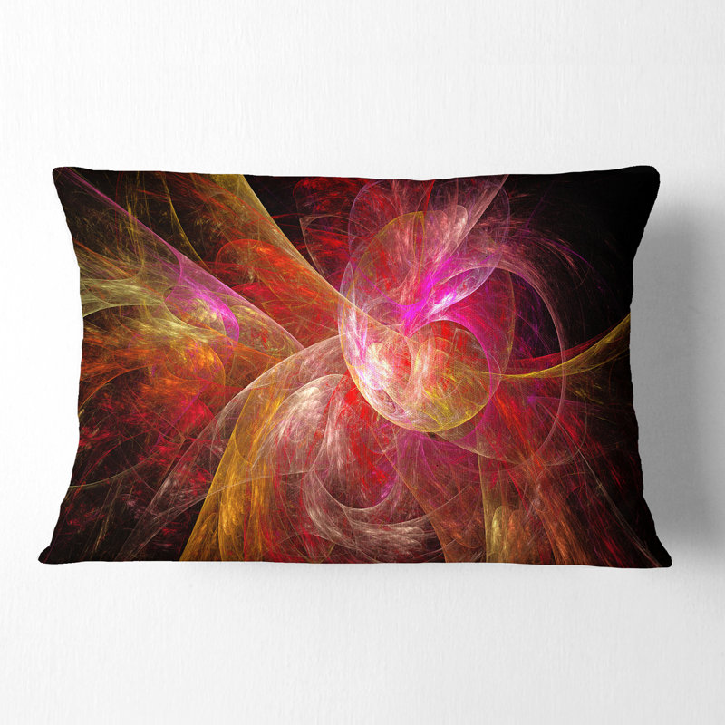Fractale noire - coussin imprimé abstrait, Rose