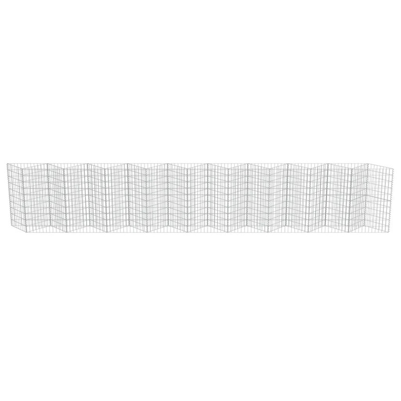 100cm H x 630cm W Silver Metal Gabion Wall