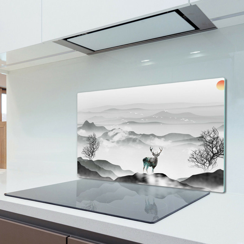 Murad Tempered Glass Mountains Deer Chopping Board, 52cm x 80cm