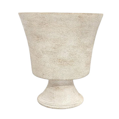 Cole and Grey Ceramic Wide Cream Decorative Vase with Elevated Base
