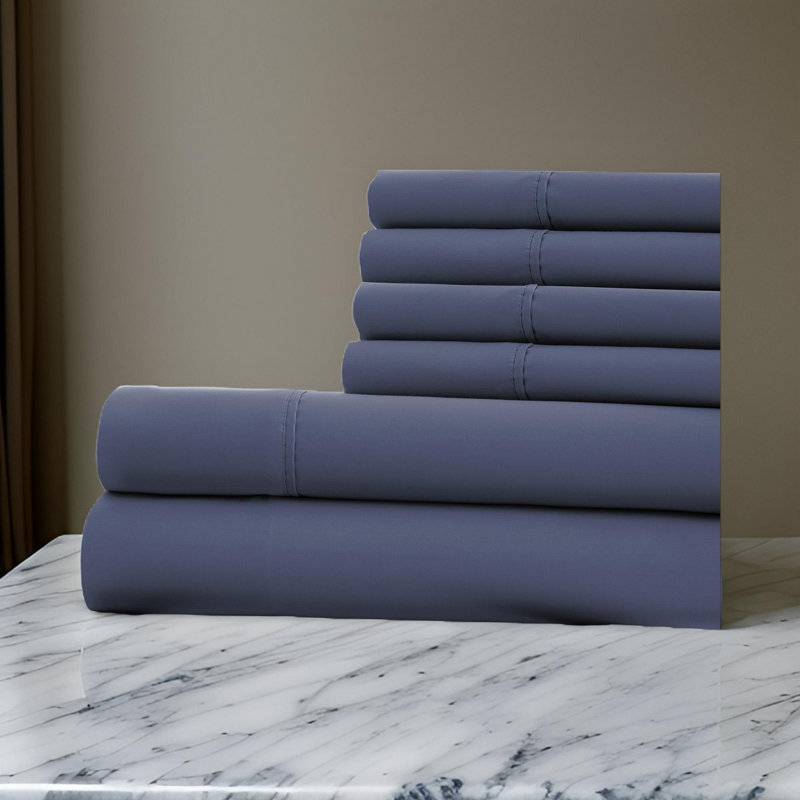 Cool Comfort Microfiber Sheet Set, King Sheet Set + 1 Fitted Sheet + Pillowcase, Blue Hill