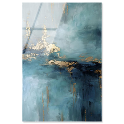 Navy Luster Veins III Acrylic Print Blue Wall Decor by Art Remedy, Ready to Hang, 24 x 36