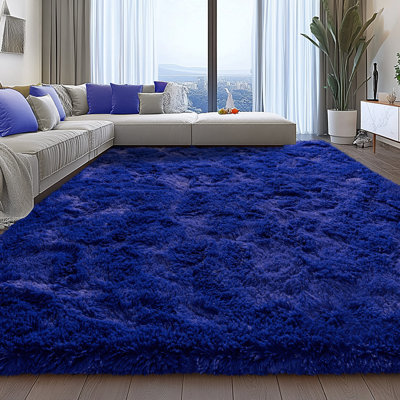 Solid Rug Soft Fluffy Bright Blue Indoor Area Rug for Living Room Bedroom Nursery Kids Room