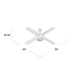 54" Valby 4 - Blade LED Standard Ceiling Fan with Wall Control and Light Kit Included