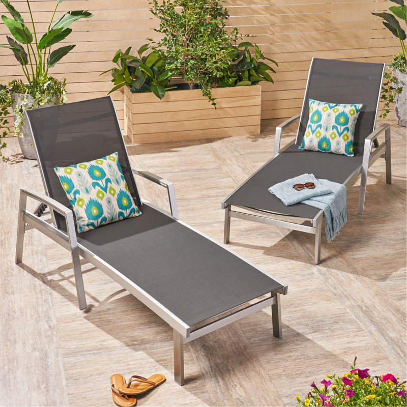 CHAISE LUNGE, Gris/argent