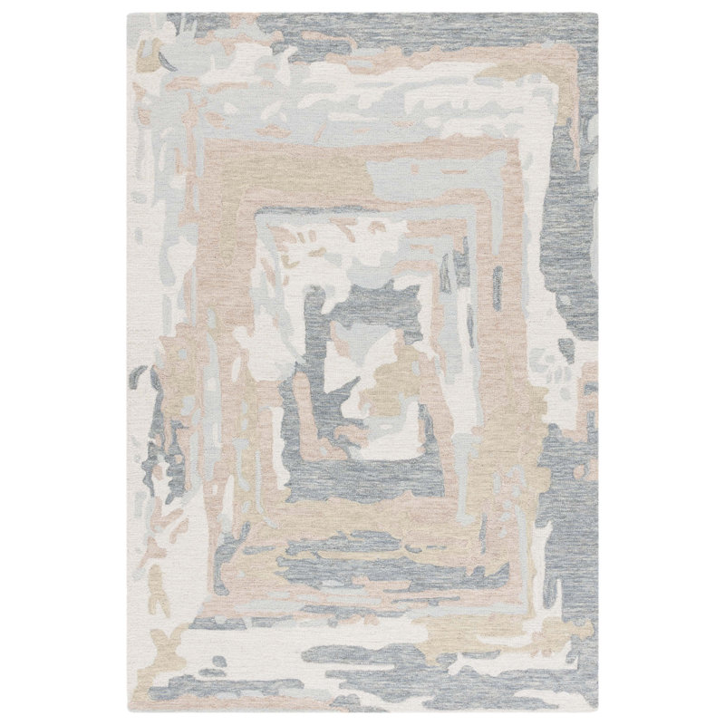 Ebony 924 Hand Tufted Wool/Cotton Abstract Rug in Gray/Ivory, Rectangle 8' x 10'