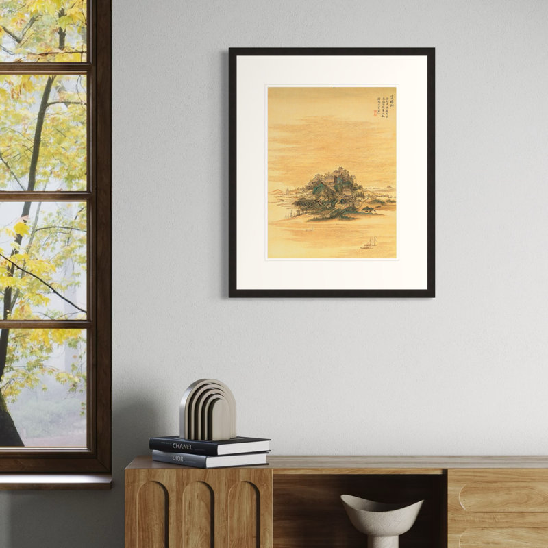 River, Sky, Towers and Pavilions, Black, 19" H x 16" W