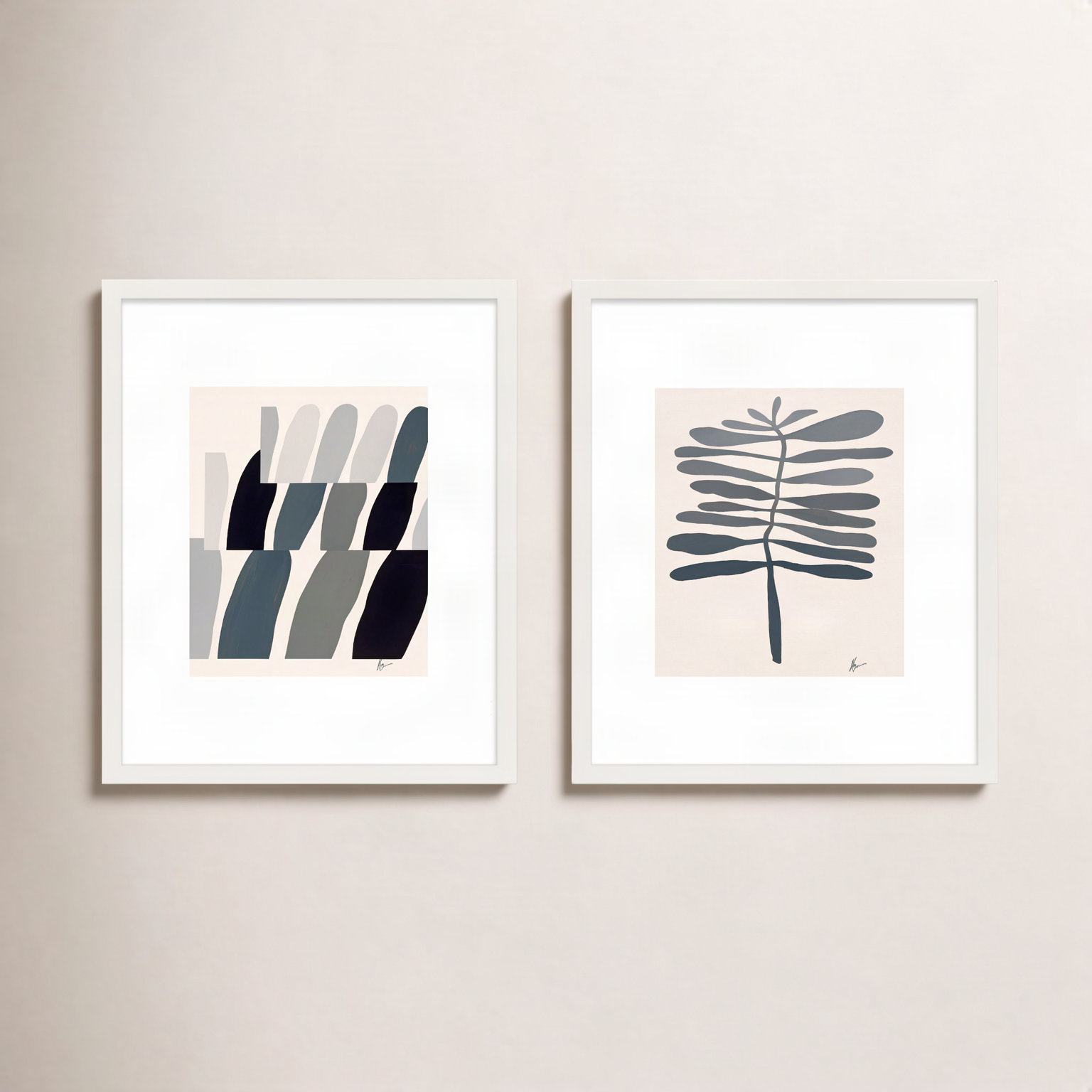 Flora 1&2 by Lee Lessem, 20" H x 32" W x 1.25" D, White Framed