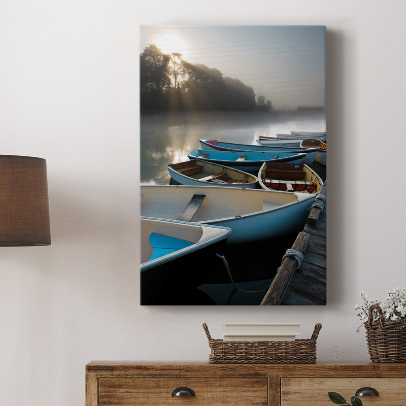Brouillard Skiff in the Morning - galerie enveloppée, H 27 po x l 18 po
