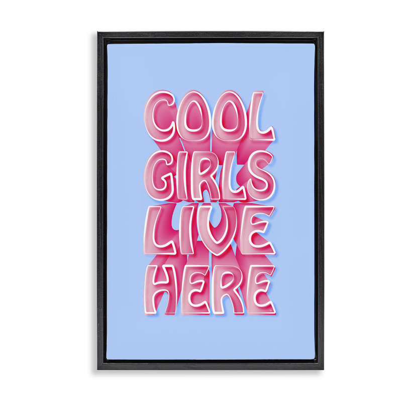 «Cool Girls Live Here Floater» par Martina Pavlova, Cadre flottant noir de jais, H 31 po x l 21 po