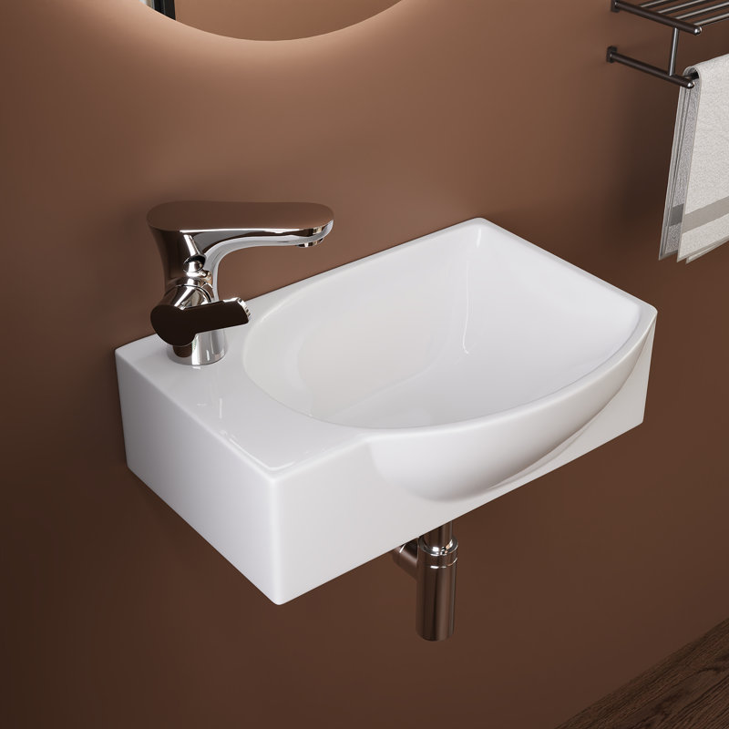 DeerValley 400mm L x 280mm W Ceramic Specialty Sink with Overflow, White
