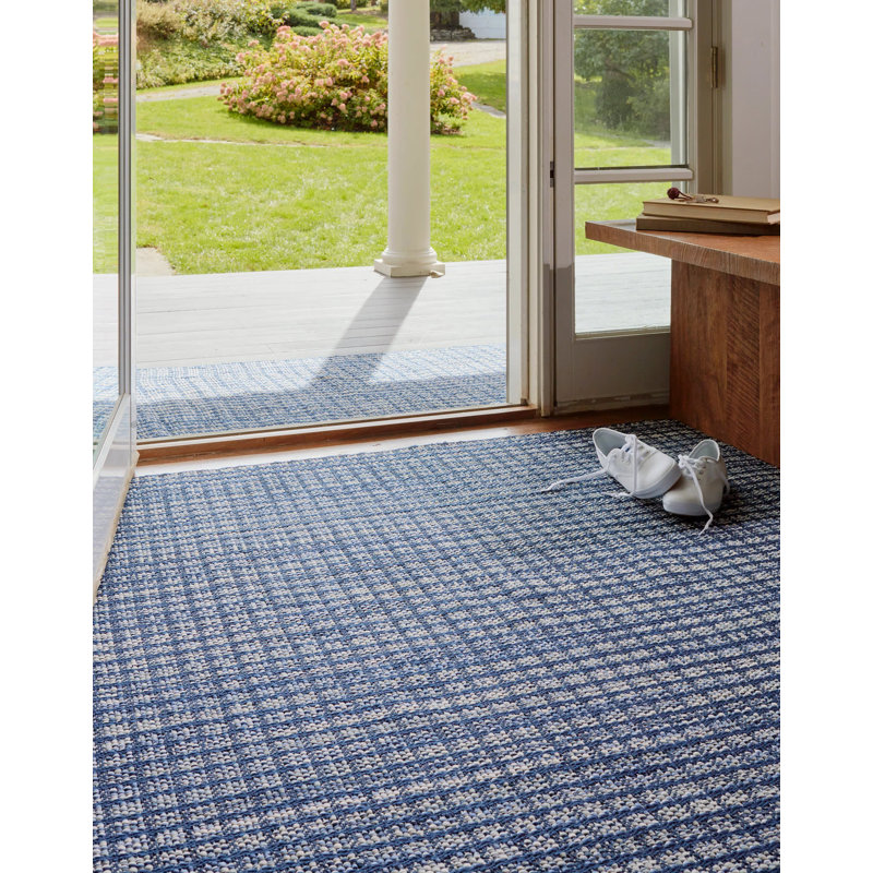 Coco Blue Handwoven Indoor/Outdoor Rug, Runner 2'6" x 12'
