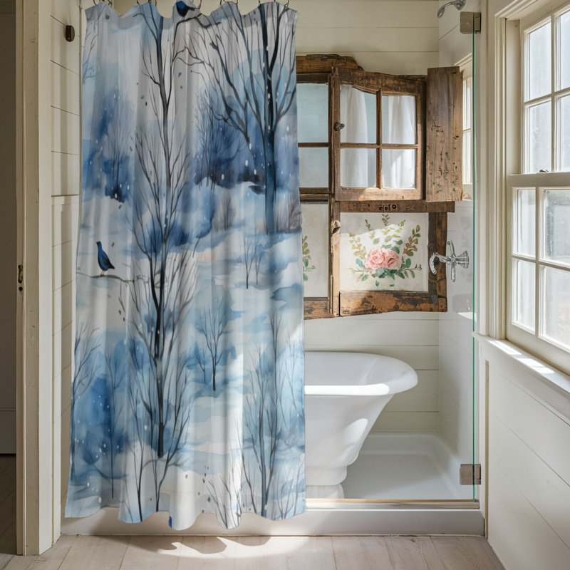 Water Scene - Rideau de douche Premium, H 74 po x l 71 po