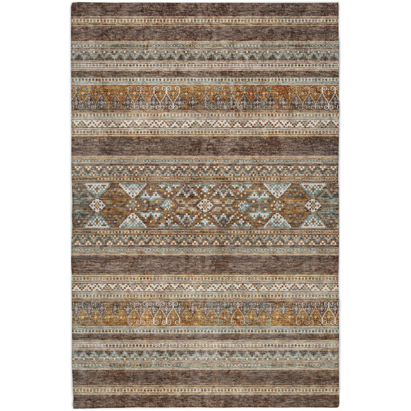 Tapis à poil long de qualité supérieure lavable à la machine ADS714, Chocolat, 10 pi x 14 pi