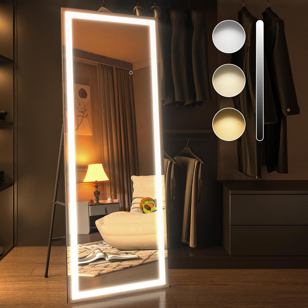 Dimmable LED Full Length Mirror with Lights Latitude Run® 