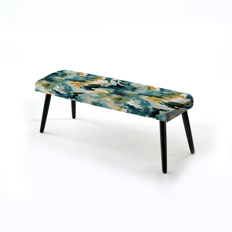 Banc noir rembourré camouflage artistique vert et bleu Camouflage