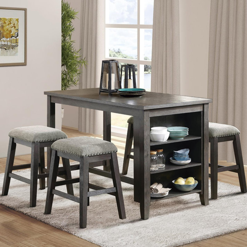 5pc Counter Height Set, Gray/Gray