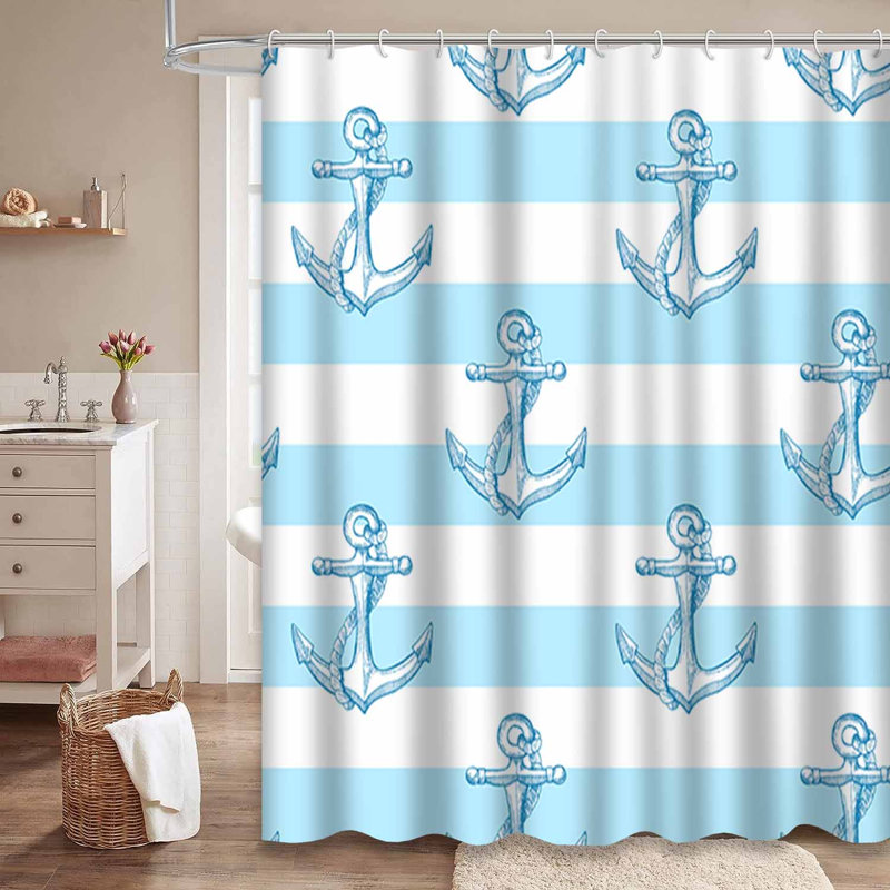 Rideau de douche imperméable à motif abstrait bleu avec 12 crochets, L 72 po x l 72 po