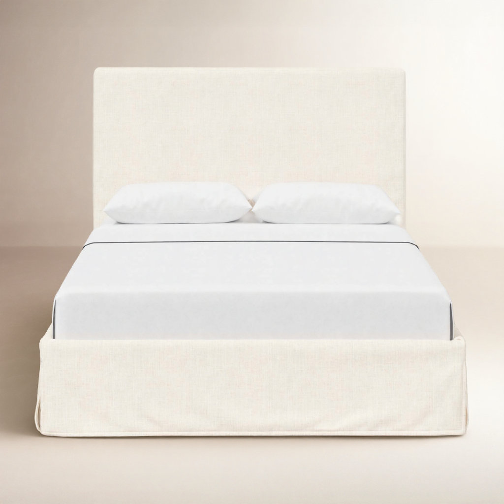 Verona Upholstered Slipcover Bed, Classic Talc Linen, Queen