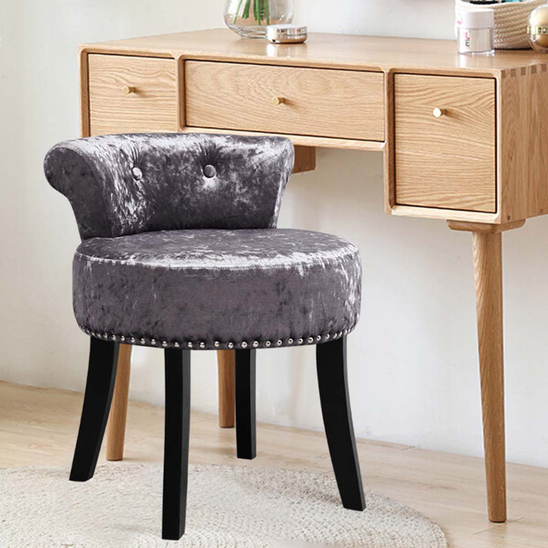 Page Solid Wood Accent Stool, Dark Grey