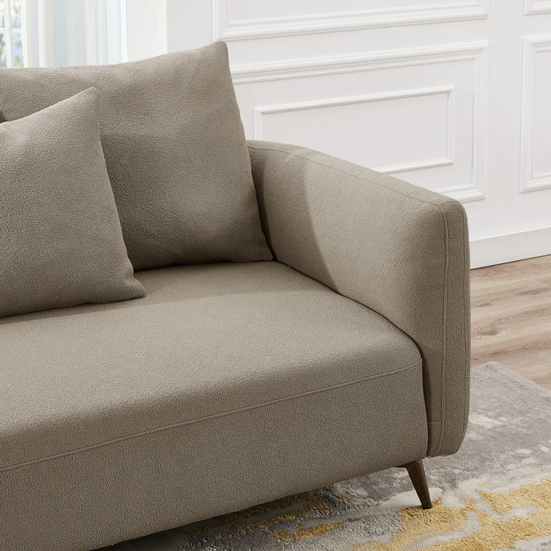 Bryley Upholstered Curved Sectional, Mocha Boucle, Left Hand Facing