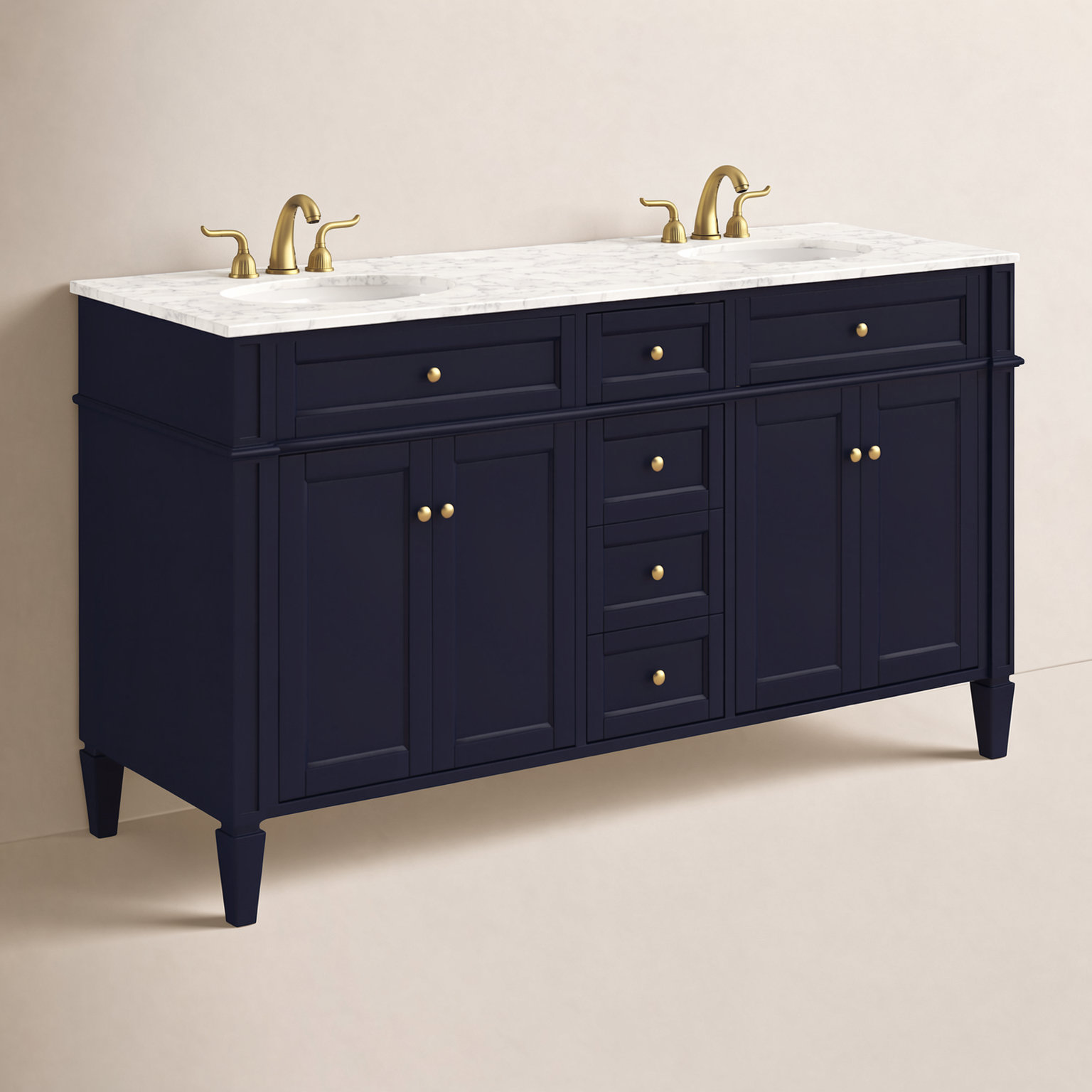 Rivers 60'' Double Bathroom Vanity, Blue