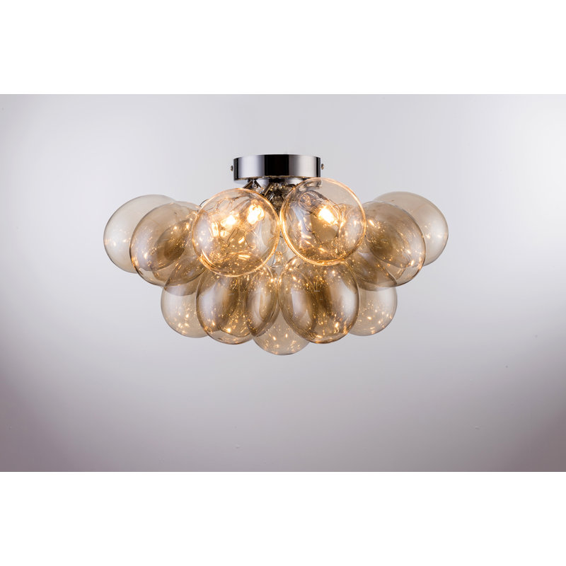 Abdurrahman Glass Semi Flush Mount, Gold