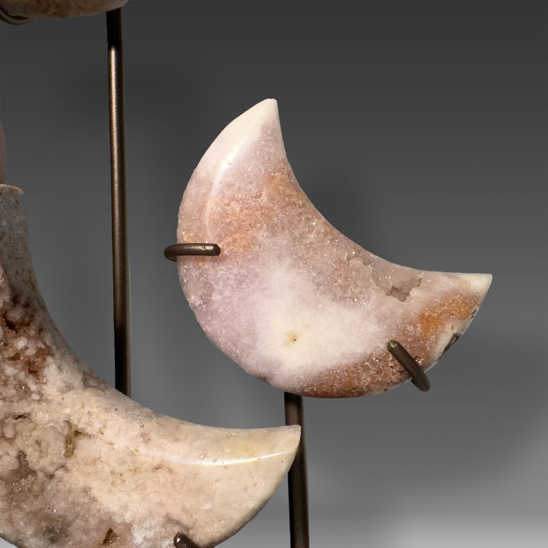 Pink Amethyst Crescent Moon Display