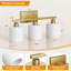 Éclairage pour meuble-lavabo de salle de bain classique avec abat-jour en verre blanc texturé, or brossé classique, 3 lumières