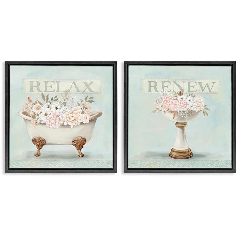 Ensemble de cadres flottants 2 pièces Antique Florals Relax Renew, design par Mollie B., H 18 po x l 18 po