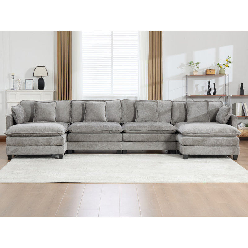 Canapé modulaire en U avec canapé-lit surdimensionné Schmucker, Gris chenille, H 33 po x l 149,6 po x P 35 po