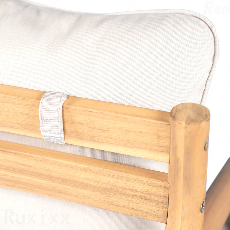 Fauteuil club en teck beige avec ensemble de conversation en bois d'acacia et table basse avec meubles de patio à coussin résistant à l'eau