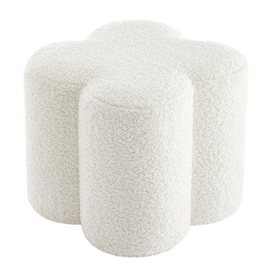 Leiani 18.5" Wide Boulce/Velvet/Linen Upholstered Ottoman