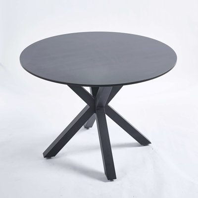 42.1"Table Mid-Century Dining Table For 4-6 People With Round Mdf Table Top, Pedestal Dining Table, End Table Leisure Coffee Table,Cross Leg