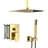 Gold Dual Shower Kit - 10 Inch Ceiling Mount Square With Rainfall And Handheld, Valve, Easy Installation & Clean Mounted Head System -Balanced-121169508