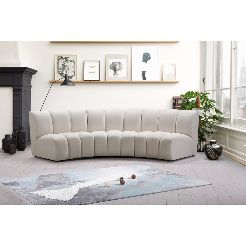 Canapé modulaire en velours Infinity, Velours crème, 3 pièces