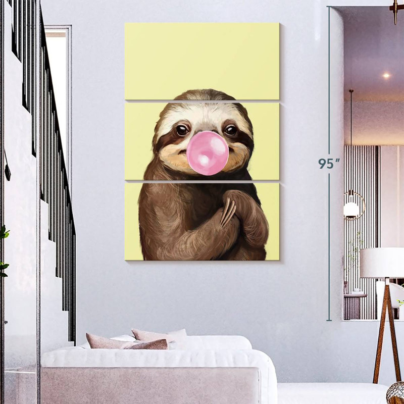 Ketti Bubble Gum Sloth I, 74" H x 48" W