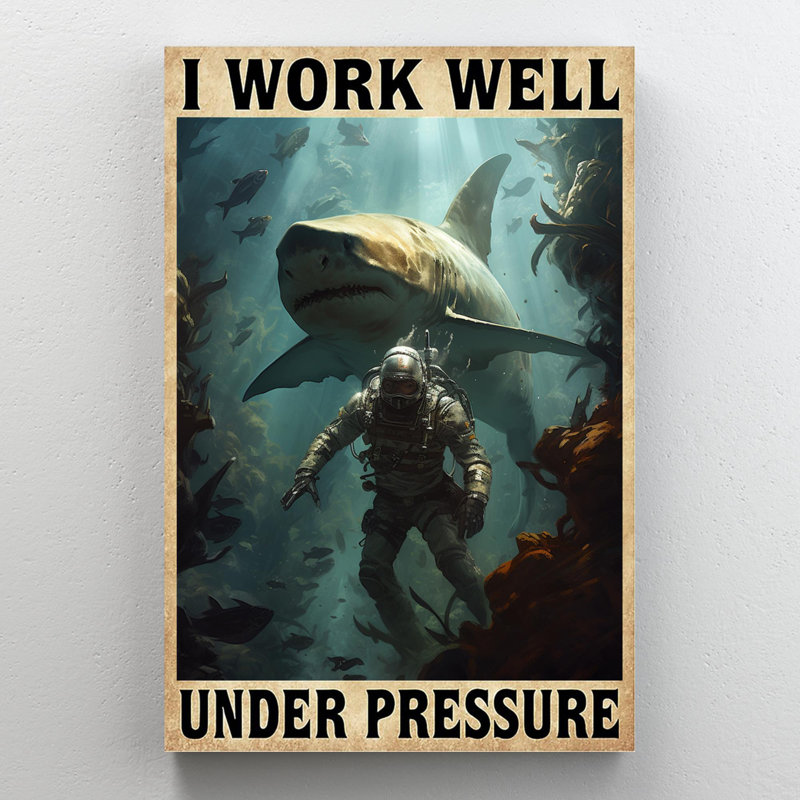 «Diving I Work Well Under Pression», reproduction d'art graphique sur toile tendue 1 pièce, H 36 po x l 24 po x P 1,25 po