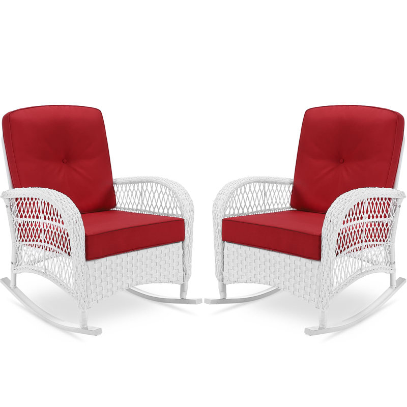 Chaise berçante d'extérieur en osier Cidalina, Rouge