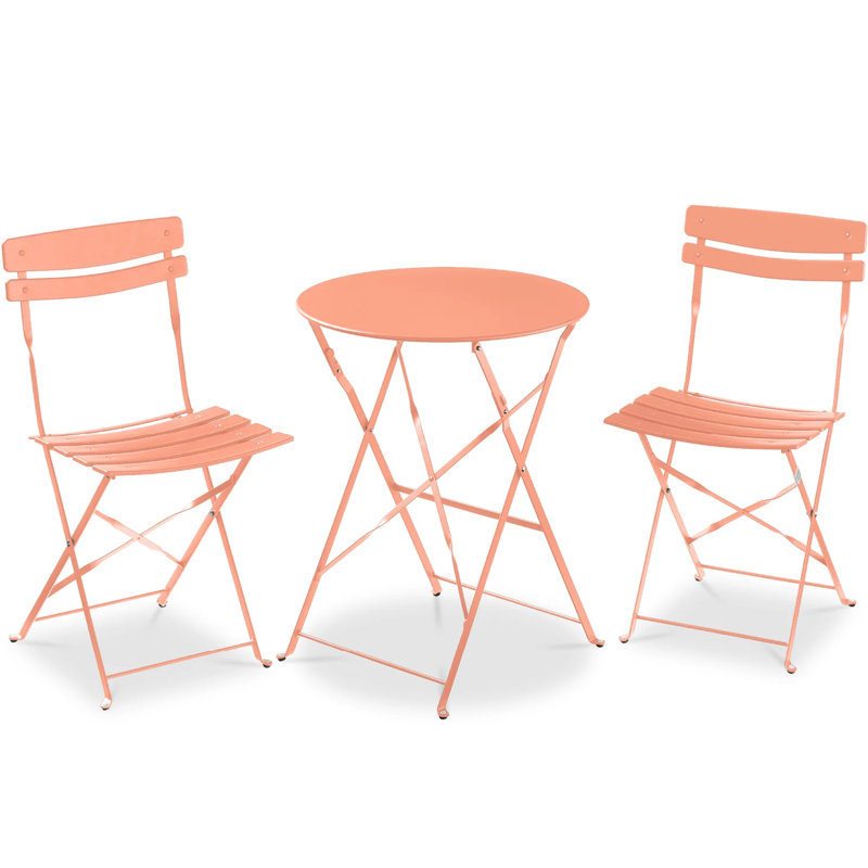 Folding Patio Bistro Set, Coral