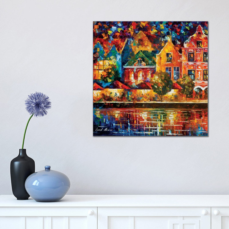 Amsterdam Of My Dreams by Leonid Afremov - Painting on Canvas, Wrapped Canvas, 93.98 cm H x 93.98 cm W x 3.175 cm D