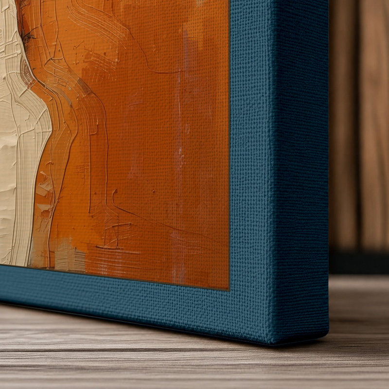 Earth Divided Abstract - Wrapped Canvas, 36x24 - 91.4 x 61.0 cm, Teal Border