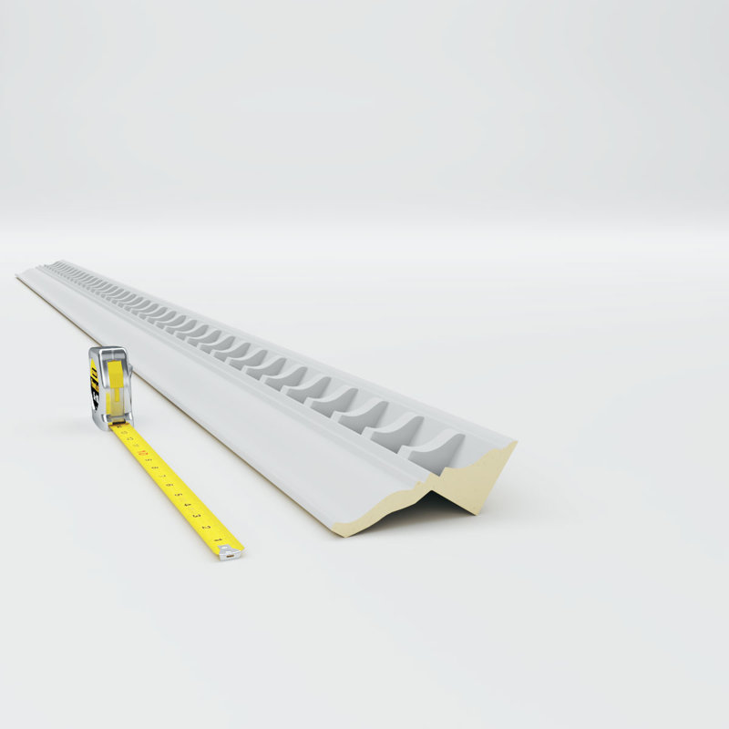 Primed Geometric Urethane Crown Moulding Sample, 12" Length