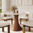 Mid-Century Modern Round Dining Table For 2-4 Stone Tabletop Solid Wood Pedestal Base-1642152166-1642152167