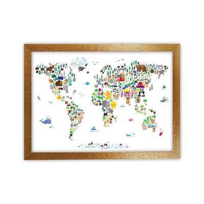 Animal Map Of The World Nursery by Michael Tompsett - Print