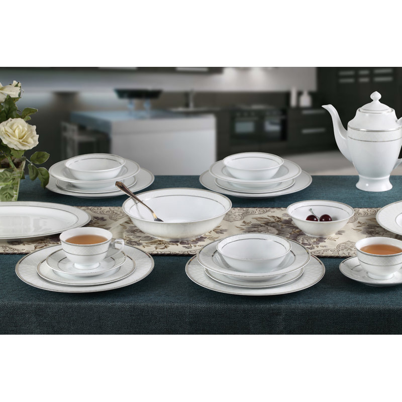 Elegant White Porcelain Round Dinnerware Set - Service for 8