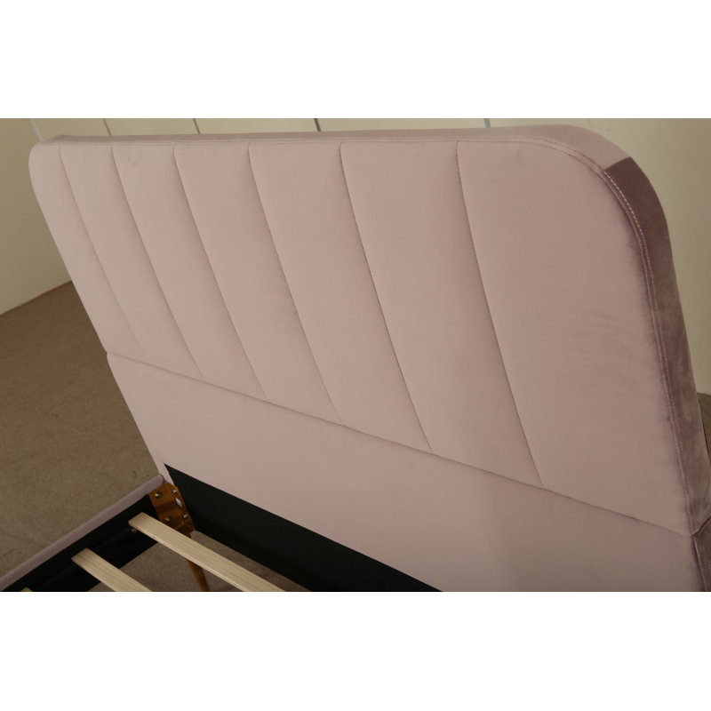 Lit plateforme tapissier Sarosh, Double, Mauve