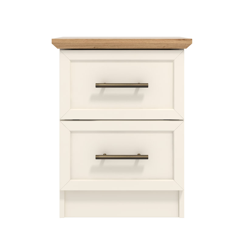 Cleverdon Feya 2 Drawer Bedside Table, Ivory